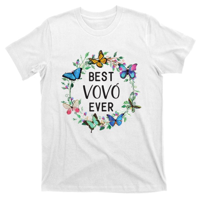 Wo Best Vovo Ever Butterfly Floral Personalized Name T-Shirt