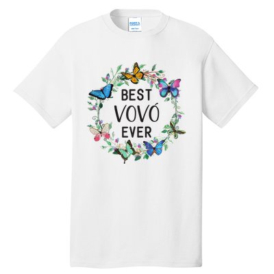 Wo Best Vovo Ever Butterfly Floral Personalized Name Tall T-Shirt