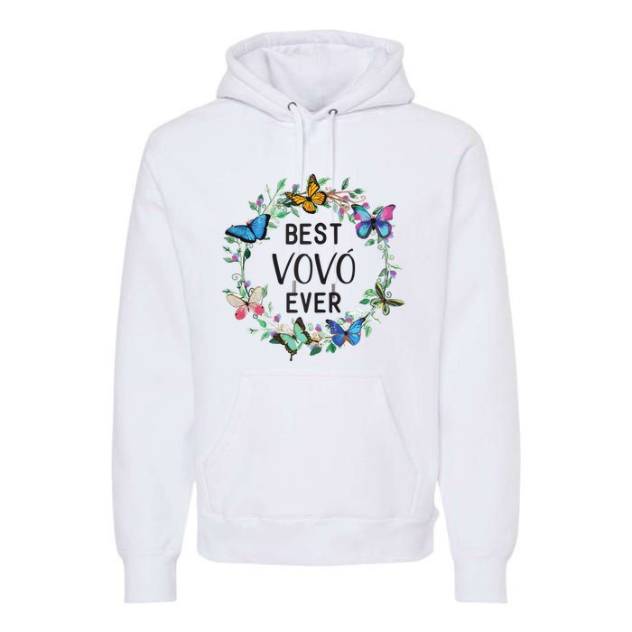 Wo Best Vovo Ever Butterfly Floral Personalized Name Premium Hoodie