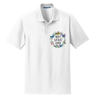 Wo Best Vovo Ever Butterfly Floral Personalized Name Dry Zone Grid Polo