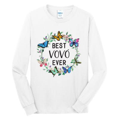 Wo Best Vovo Ever Butterfly Floral Personalized Name Tall Long Sleeve T-Shirt