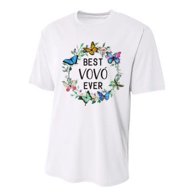 Wo Best Vovo Ever Butterfly Floral Personalized Name Performance Sprint T-Shirt