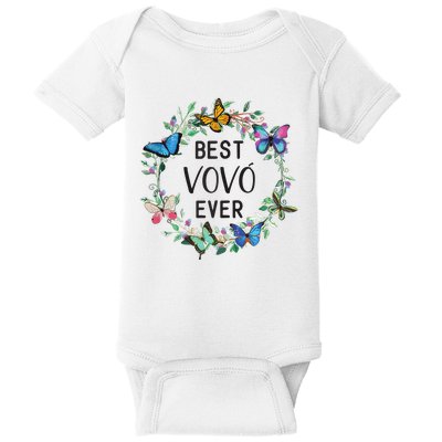 Wo Best Vovo Ever Butterfly Floral Personalized Name Baby Bodysuit