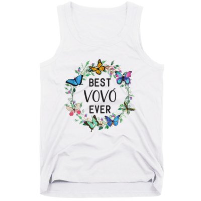 Wo Best Vovo Ever Butterfly Floral Personalized Name Tank Top