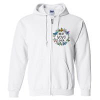 Wo Best Vovo Ever Butterfly Floral Personalized Name Full Zip Hoodie