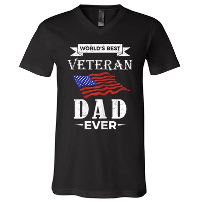 WorldS Best Veteran Dad Ever V-Neck T-Shirt