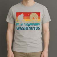Washington Bigfoot Vintage Mountains Hiking Hunter T-Shirt
