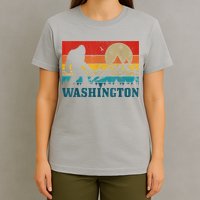 Washington Bigfoot Vintage Mountains Hiking Hunter T-Shirt