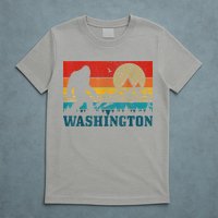 Washington Bigfoot Vintage Mountains Hiking Hunter T-Shirt
