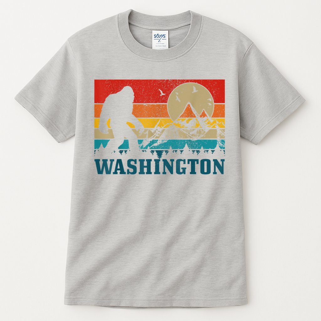Washington Bigfoot Vintage Mountains Hiking Hunter Tall T-Shirt