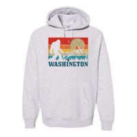 Washington Bigfoot Vintage Mountains Hiking Hunter Premium Hoodie