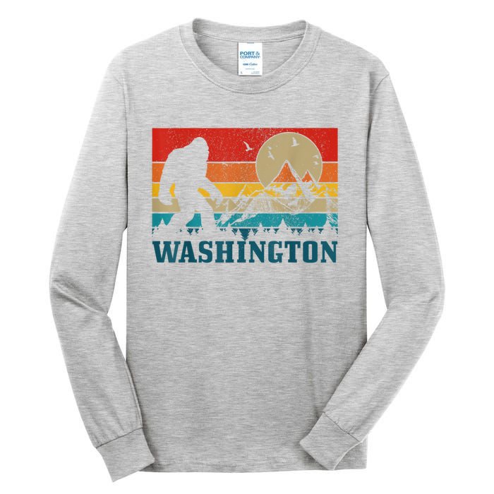 Washington Bigfoot Vintage Mountains Hiking Hunter Tall Long Sleeve T-Shirt