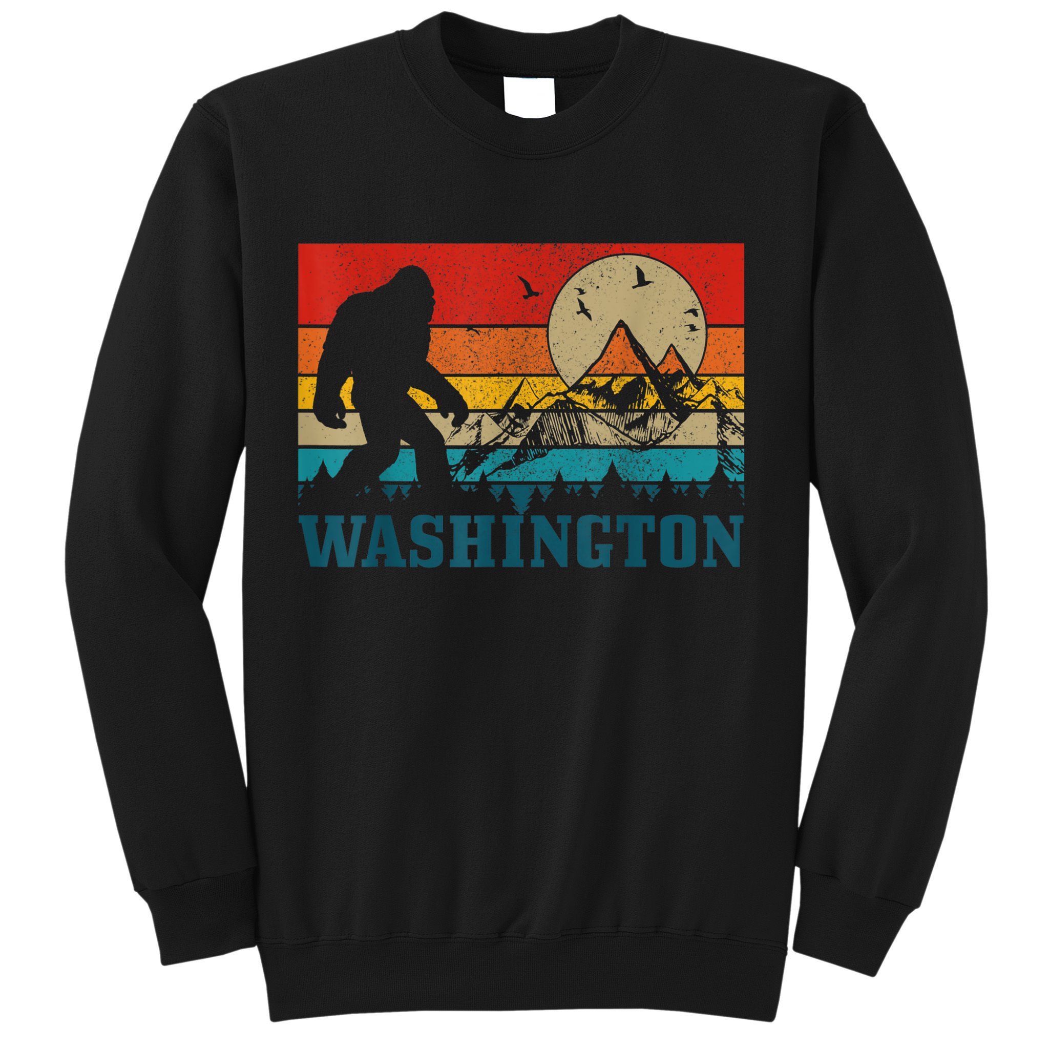 Washington Bigfoot Vintage Mountains Hiking Hunter Sweatshirt