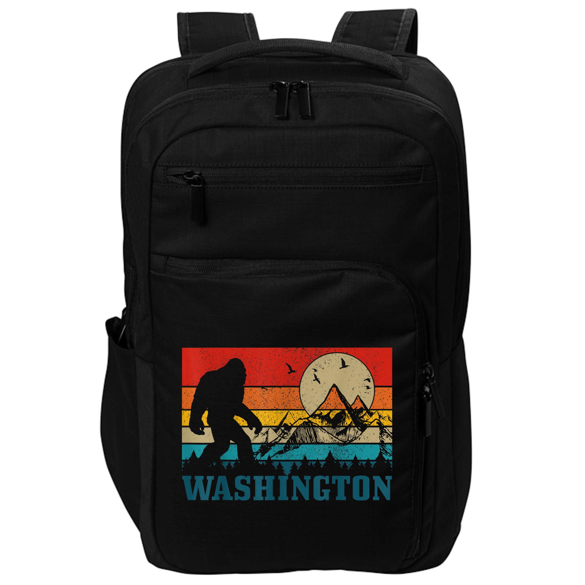 Washington Bigfoot Vintage Mountains Hiking Hunter Impact Tech Backpack