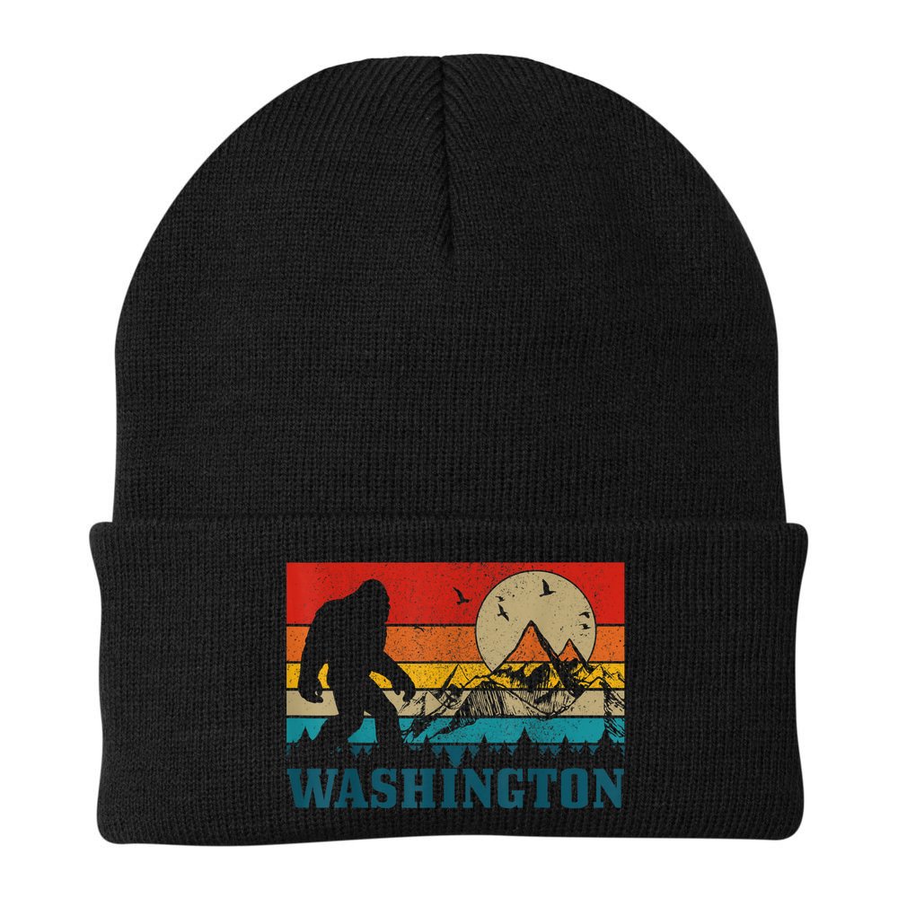 Washington Bigfoot Vintage Mountains Hiking Hunter Beanie