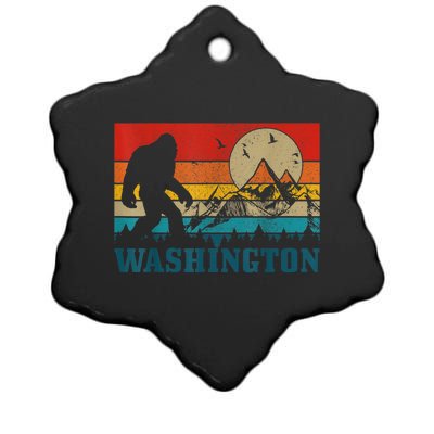 Washington Bigfoot Vintage Mountains Hiking Hunter Ceramic Star Ornament