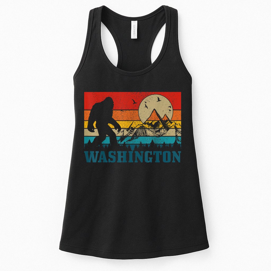 Washington Bigfoot Vintage Mountains Hiking Hunter Womens Tank Top