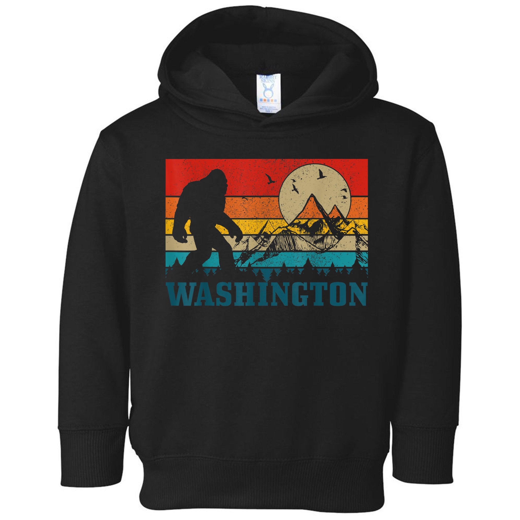 Washington Bigfoot Vintage Mountains Hiking Hunter Toddler Hoodie