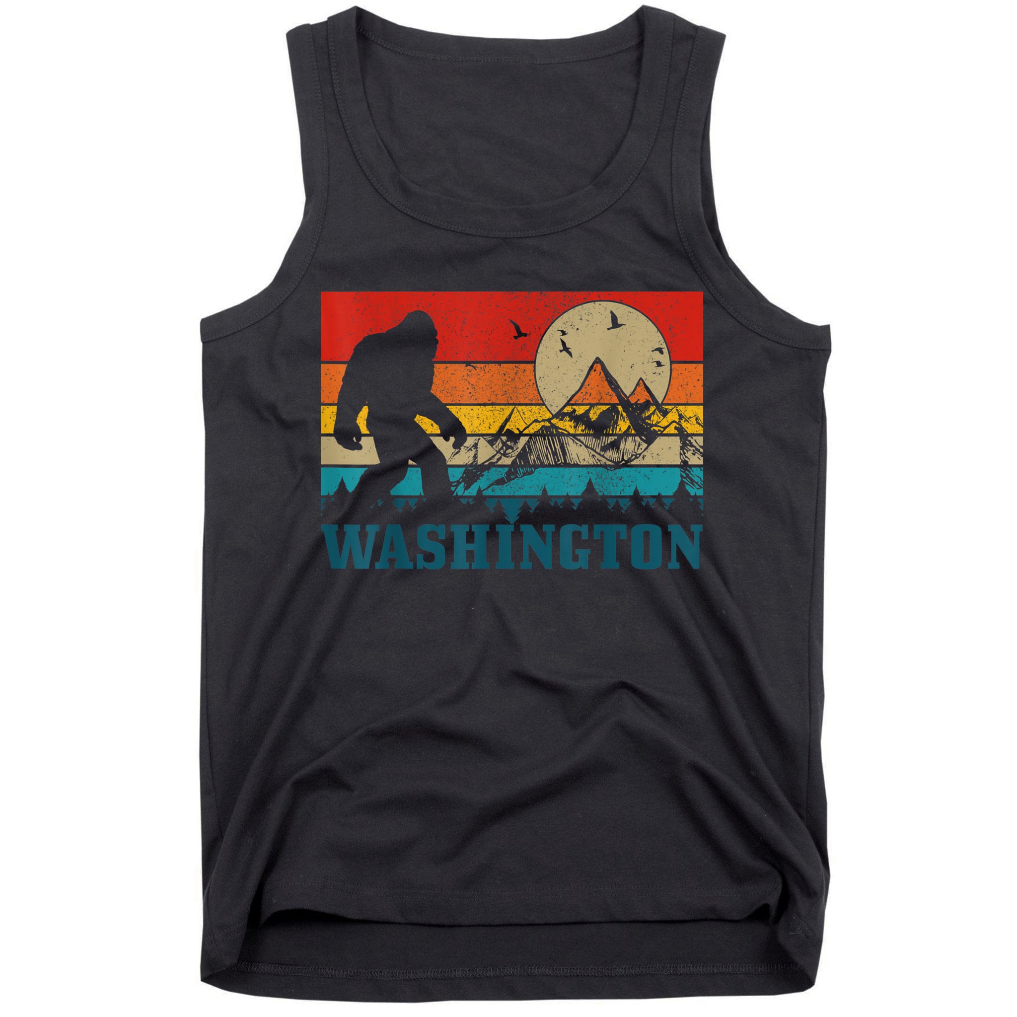 Washington Bigfoot Vintage Mountains Hiking Hunter Tank Top
