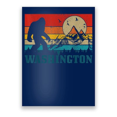 Washington Bigfoot Vintage Mountains Hiking Hunter Poster