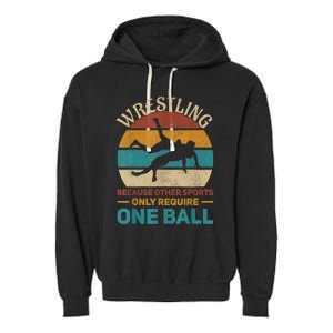 Wrestling Boy Wrestle Retro Wrestler Funny Wrestling Garment-Dyed Fleece Hoodie