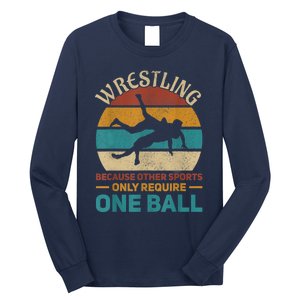 Wrestling Boy Wrestle Retro Wrestler Funny Wrestling Long Sleeve Shirt