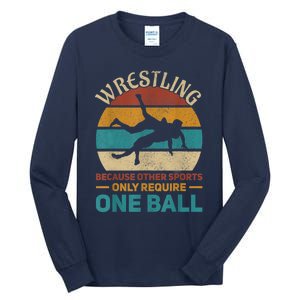 Wrestling Boy Wrestle Retro Wrestler Funny Wrestling Tall Long Sleeve T-Shirt