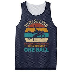 Wrestling Boy Wrestle Retro Wrestler Funny Wrestling Mesh Reversible Basketball Jersey Tank