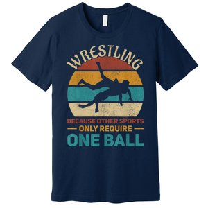 Wrestling Boy Wrestle Retro Wrestler Funny Wrestling Premium T-Shirt