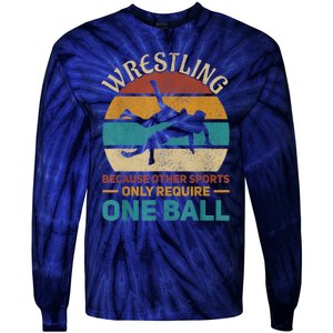 Wrestling Boy Wrestle Retro Wrestler Funny Wrestling Tie-Dye Long Sleeve Shirt