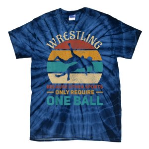 Wrestling Boy Wrestle Retro Wrestler Funny Wrestling Tie-Dye T-Shirt