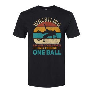 Wrestling Boy Wrestle Retro Wrestler Funny Wrestling Softstyle CVC T-Shirt