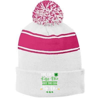 Waitress Bartender Waiter St Patrick's Day Lucky Shamrock Cool Gift Stripe Pom Pom Beanie