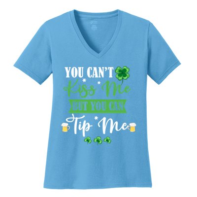 Waitress Bartender Waiter St Patrick's Day Lucky Shamrock Cool Gift Women's V-Neck T-Shirt