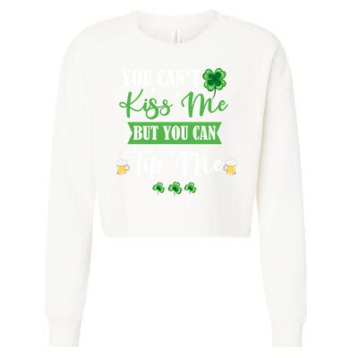 Waitress Bartender Waiter St Patrick's Day Lucky Shamrock Cool Gift Cropped Pullover Crew