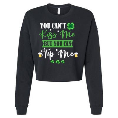 Waitress Bartender Waiter St Patrick's Day Lucky Shamrock Funny Gift Cropped Pullover Crew