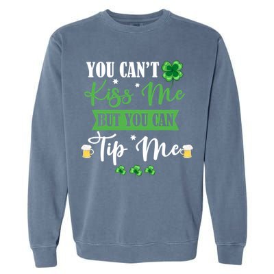 Waitress Bartender Waiter St Patrick's Day Lucky Shamrock Funny Gift Garment-Dyed Sweatshirt