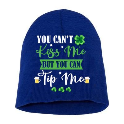 Waitress Bartender Waiter St Patrick's Day Lucky Shamrock Funny Gift Short Acrylic Beanie