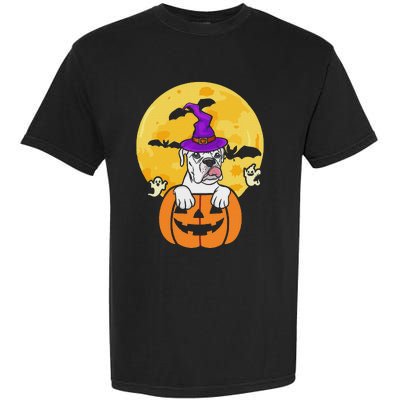 White Boxer Witch Dog Lover Halloween Costume Garment-Dyed Heavyweight T-Shirt