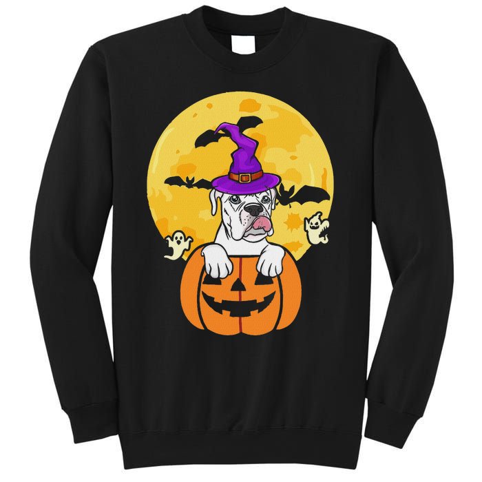 White Boxer Witch Dog Lover Halloween Costume Sweatshirt