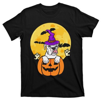 White Boxer Witch Dog Lover Halloween Costume T-Shirt