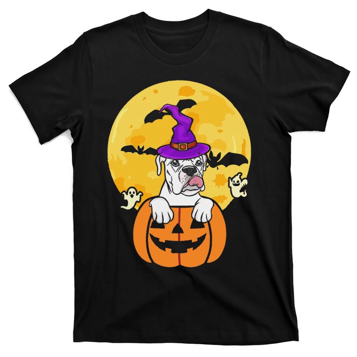 White Boxer Witch Dog Lover Halloween Costume T-Shirt