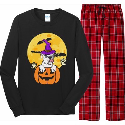 White Boxer Witch Dog Lover Halloween Costume Long Sleeve Pajama Set