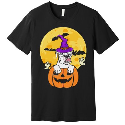 White Boxer Witch Dog Lover Halloween Costume Premium T-Shirt