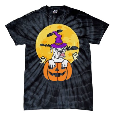 White Boxer Witch Dog Lover Halloween Costume Tie-Dye T-Shirt