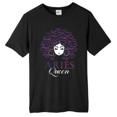 Womens Black Womens Afro Hair Aries Queen Birthday Gift Tall Fusion ChromaSoft Performance T-Shirt