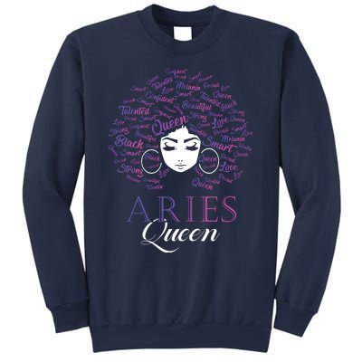 Womens Black Womens Afro Hair Aries Queen Birthday Gift Sweatshirt