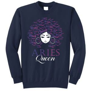 Womens Black Womens Afro Hair Aries Queen Birthday Gift Tall Sweatshirt