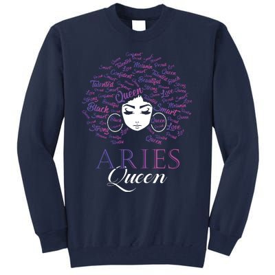 Womens Black Womens Afro Hair Aries Queen Birthday Gift Tall Sweatshirt