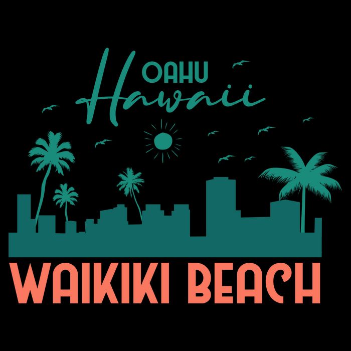 Waikiki Beach Drawstring Bag